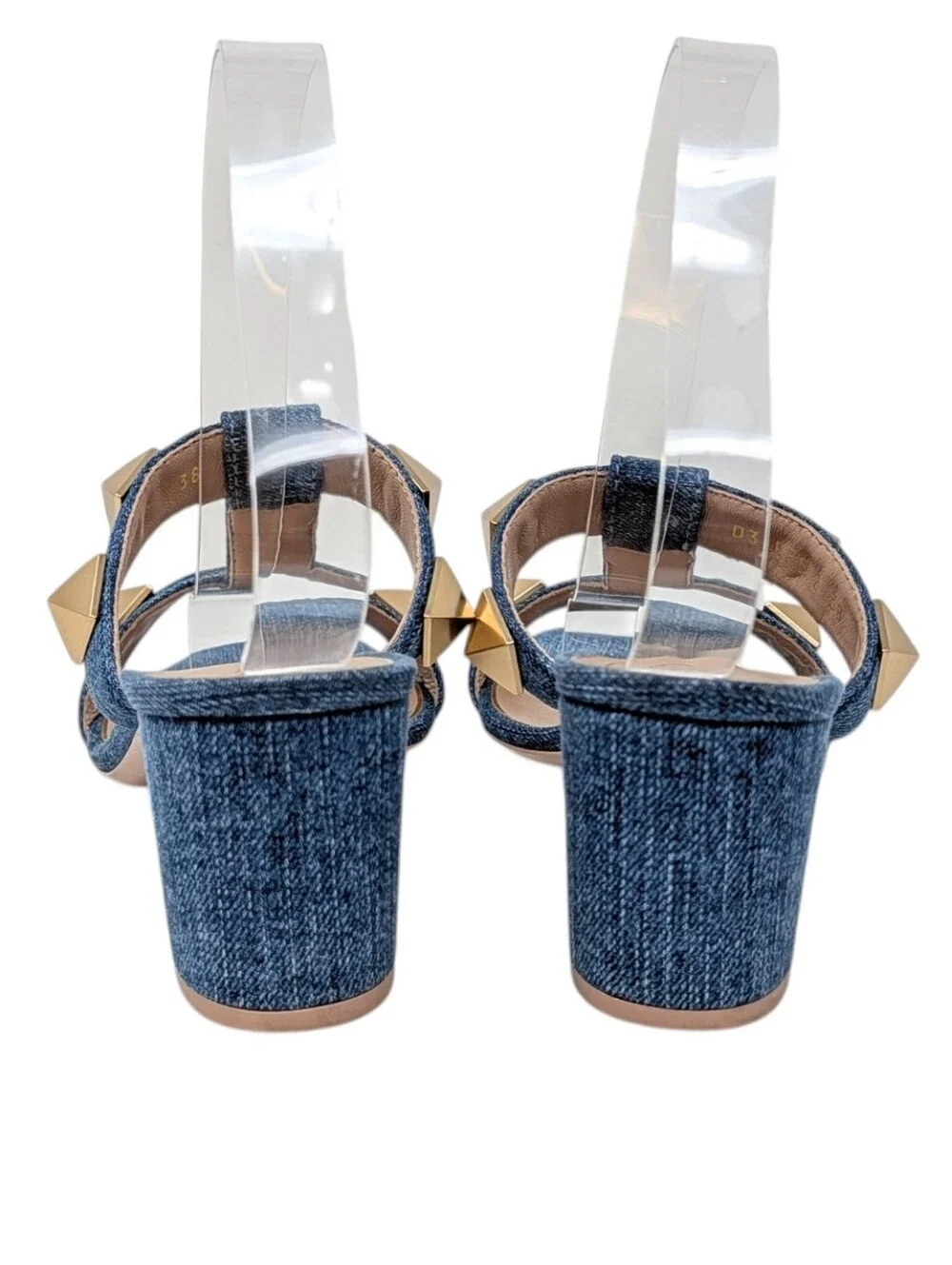 Valentino Garavani Denim Roman Stud Caged Gladiator Size EU 38